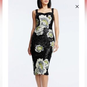 Dress the Population Black and White Sequin Mini Dress worn once